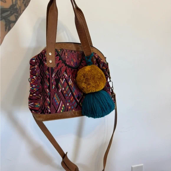 Nena & Co Brown Backpack with Leather Accents CROSSBODY SLING 2.0 - LARGE - FULL LEATHER - MOSS – Nena & Co main image 4